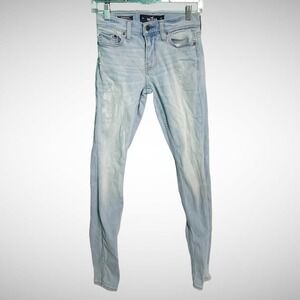 Hollister Jeans Women's 26 X 39 Extreme Skinny Blue Denim Solid Stained